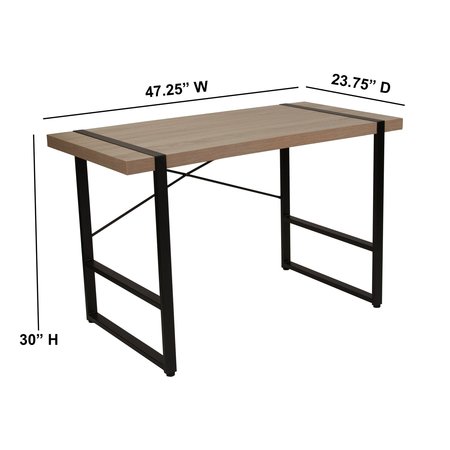 Flash Furniture Rectangle Console Table, Black, Metal Frame, 47.25" W, 23.75" L, 30" H, Laminate Top, Wood Grain NAN-JN-21738-GG